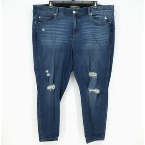 Torrid Jeans Plus Size 26 R Dark Blue Stretch Denim Bombshell Skinny Distressed